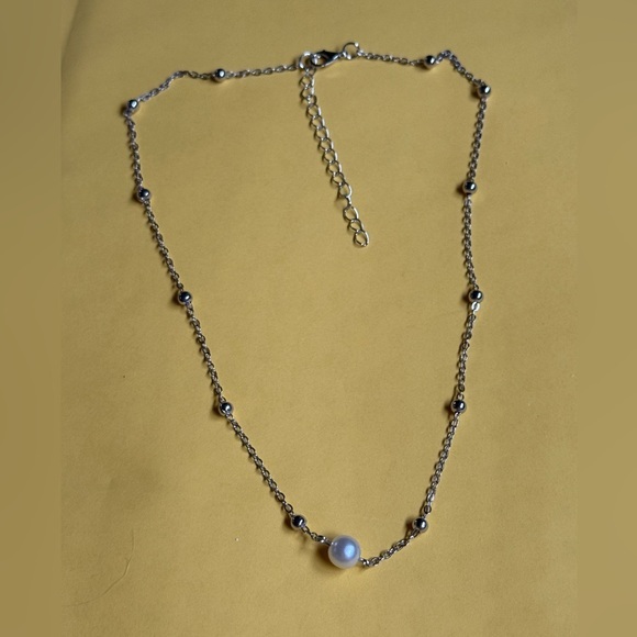 Jewelry - Silver Necklace with Pearl Accent